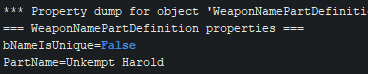 Top of UH Name Part dump