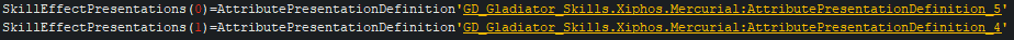 Presentation array with two entries