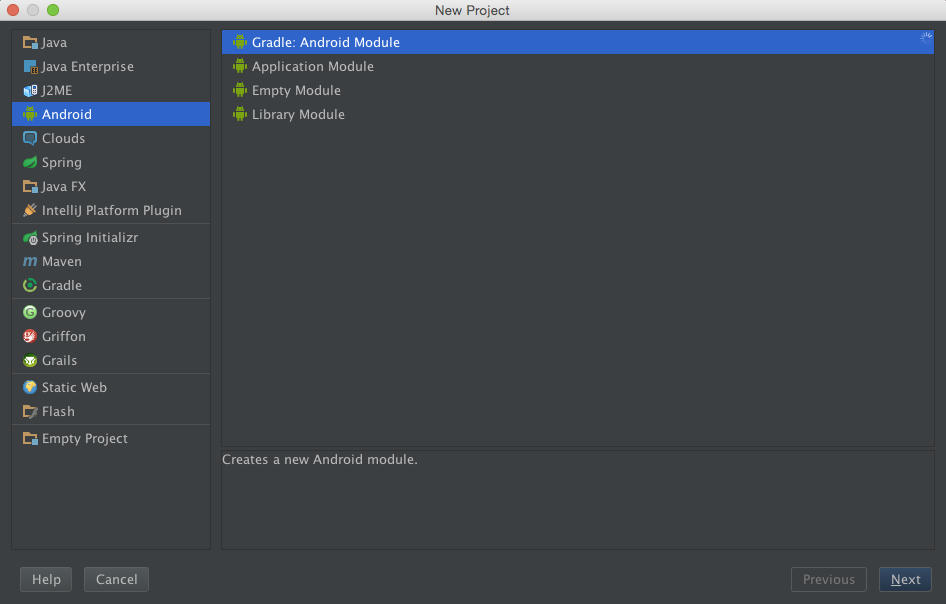 project type selection